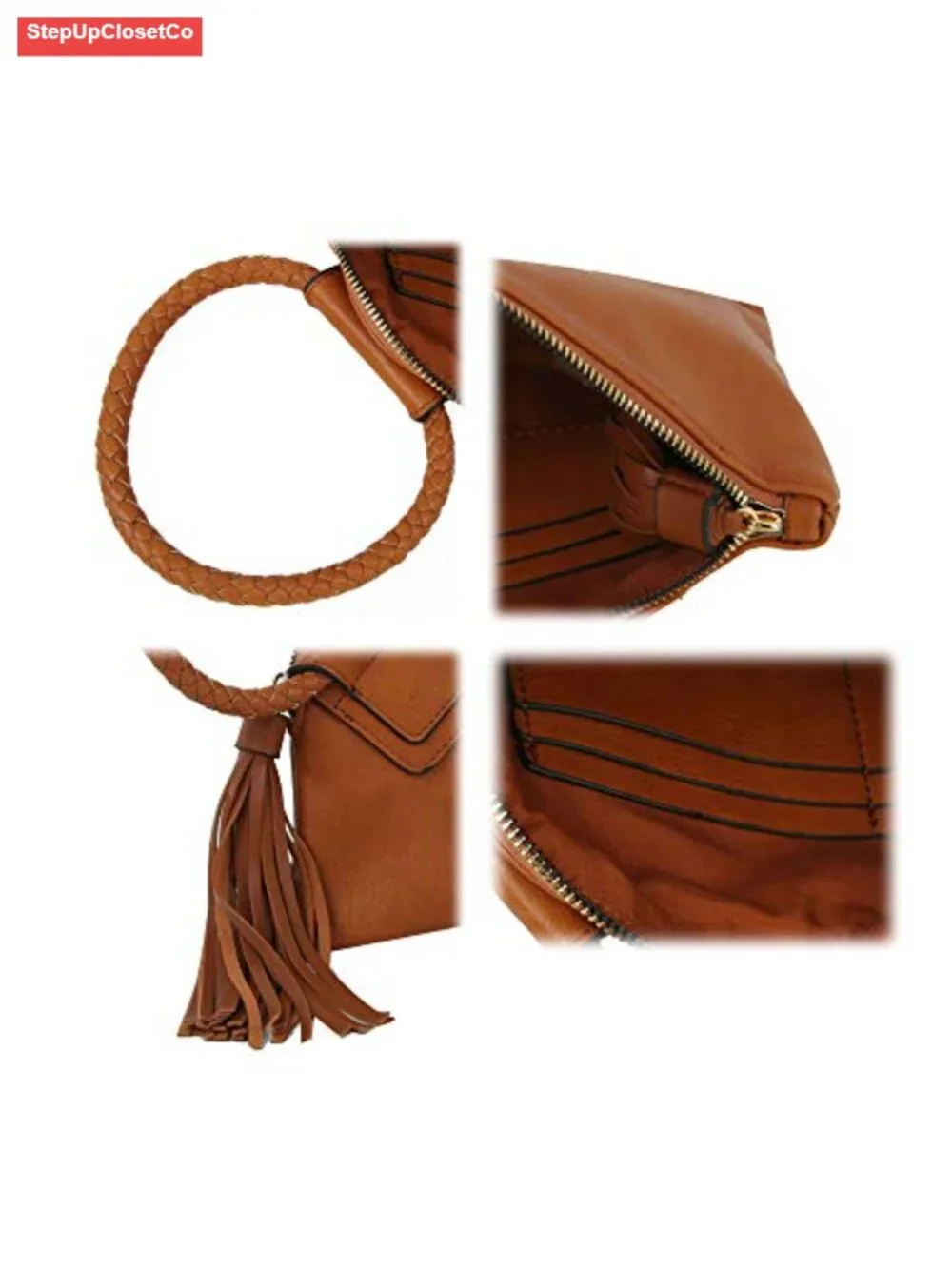 Vegan Leather Clutch Wristlet Wallet with Hand Strap, Card Slots for Evening